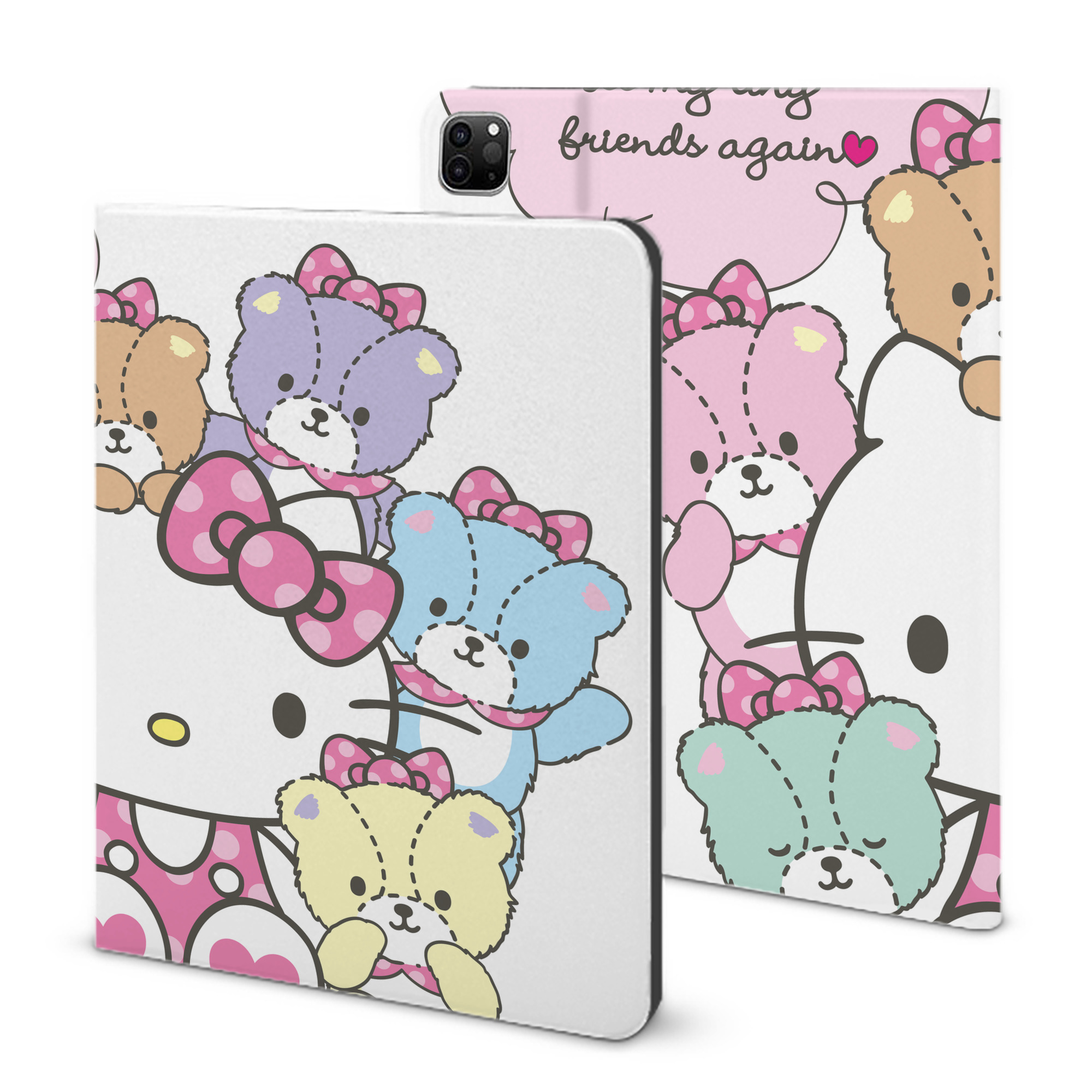 （画像用） Hello Kitty ハローキティ IPad ケース ブック型 PUレザー TPU 耐衝撃 軽量 薄型 ペン収納なし 全面保護 IPad 各モデル対応